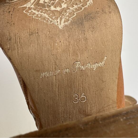 Free People Nicola Chunky Leather Booties SZ 6/36 Tan Block Heel Ankle Boots Zip - Picture 12 of 12